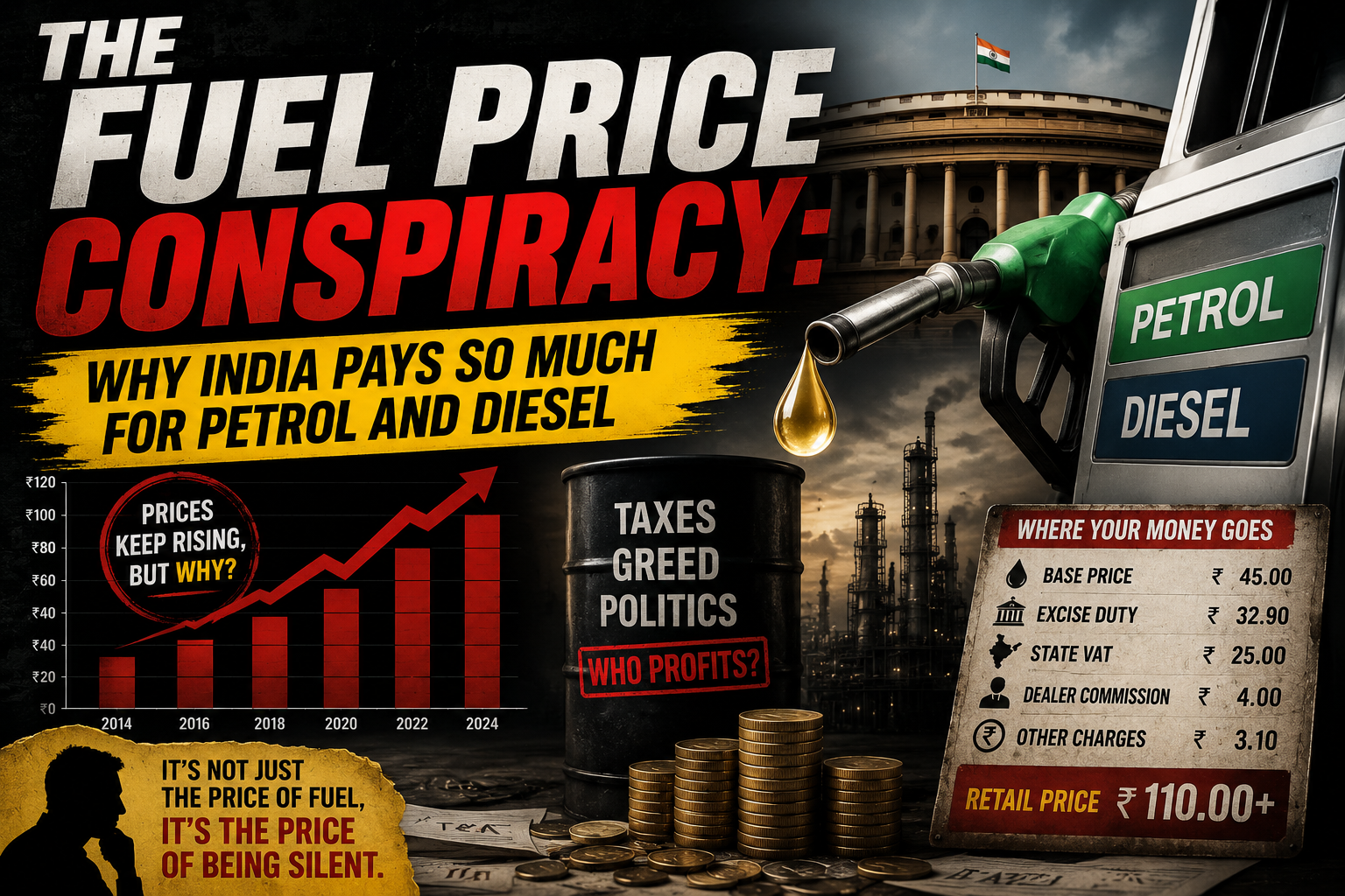 Fuel Prices in India Petrol Tax Structure and Crude Cost